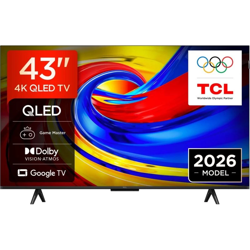 TCL 43P7L 43" 4K QLED Smart TV - Sort