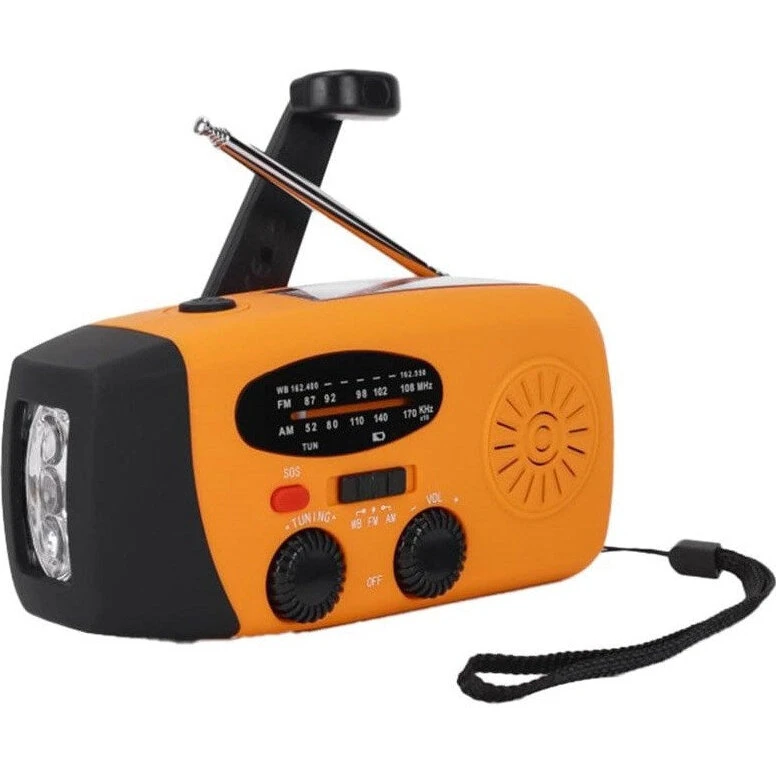 XCEED Solar Emergency Multi Radio 5000 mAh – nødradio m. solcelle & håndsving (orange)