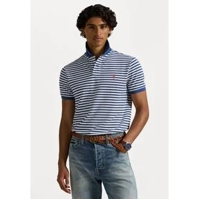 Polo Ralph Lauren Custom Slim Fit stribet mesh polo, hvid/old royal