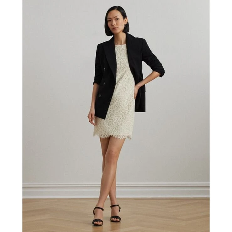 Lauren Ralph Lauren Floral Corded Lace Dress - Mascarpone Cream