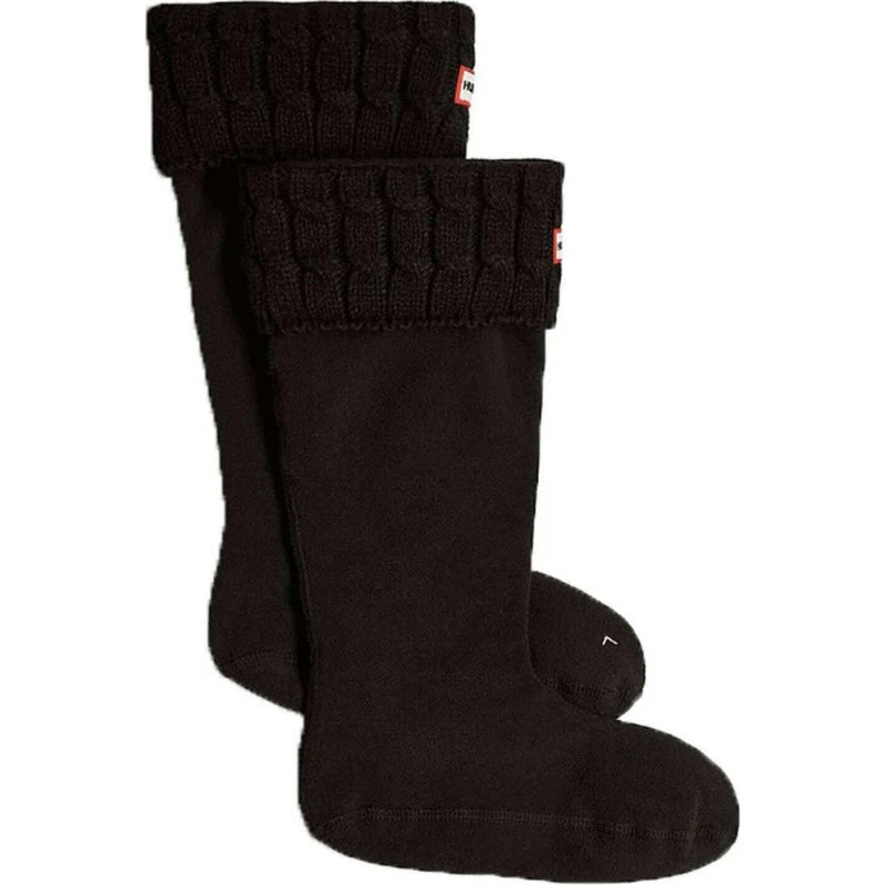 Hunter 6 Stitch Cable Cuff høje støvlestrømper, sort
