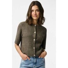 Pieces Pcsilly SS O‑Neck cardigan, Morel Melange