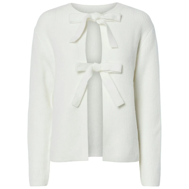 Pieces Silly LS Tie Cardigan – Cloud Dancer