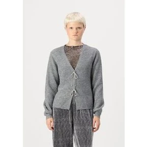 Pieces PCANNA Sløjfe Strikket Cardigan – Grey Melange