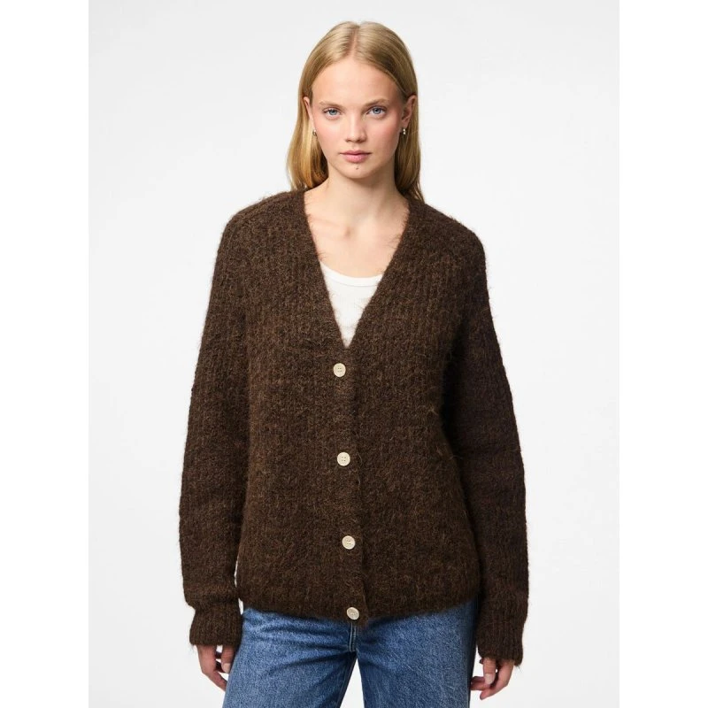 PIECES PCCleo Strik Cardigan - Hot Fudge Melange