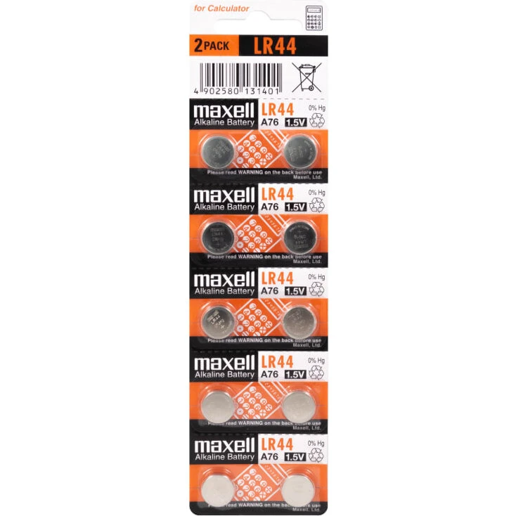 Maxell LR44 Alkaline knapcelle 1,5V - 10 stk.