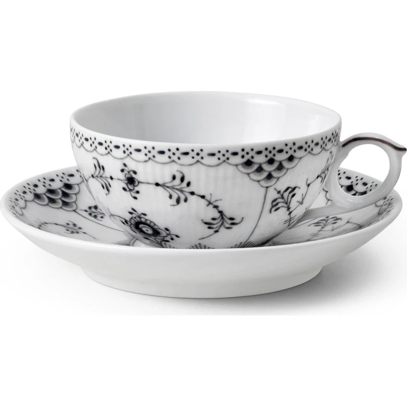 Royal Copenhagen Sort Musselmalet Halvblonde kop m. underkop 20 cl