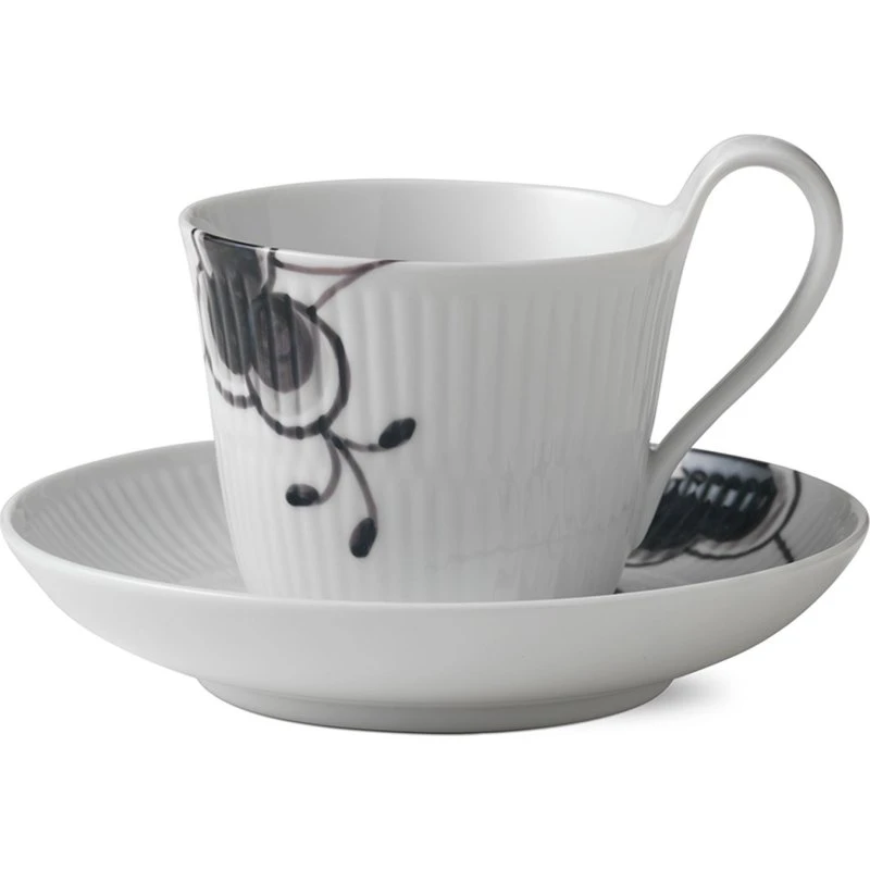 Royal Copenhagen Sort Mega Riflet kop & underkop 24 cl