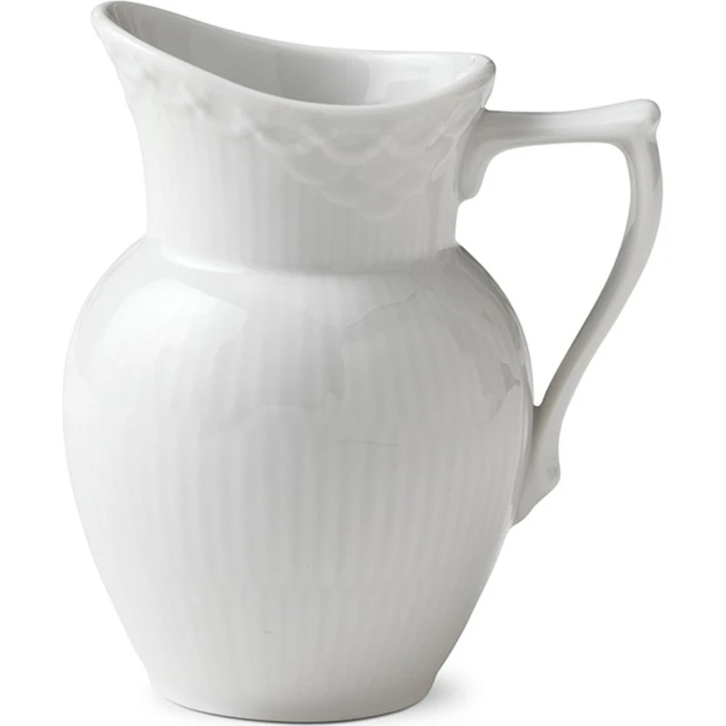 Royal Copenhagen Hvid Riflet Halvblonde flødekande 17 cl