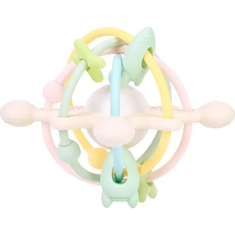 Sensorisk silikone multilegetøj med rasle - Pastel