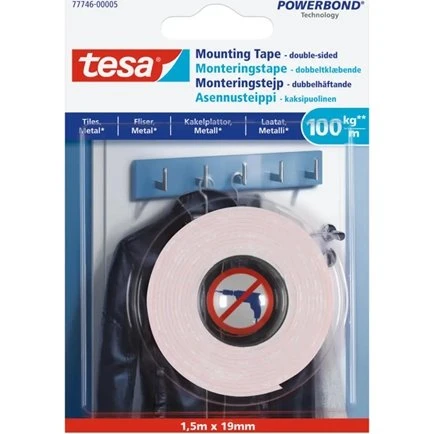 Tesa Dobbeltklæbende Monteringstape 19 mm x 1,5 m (100 kg/m)