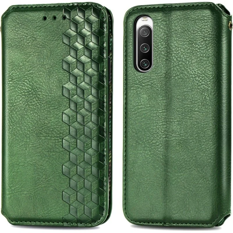 Sony Xperia 10 IV Læderetui med Rhombus-mønster - Grøn
