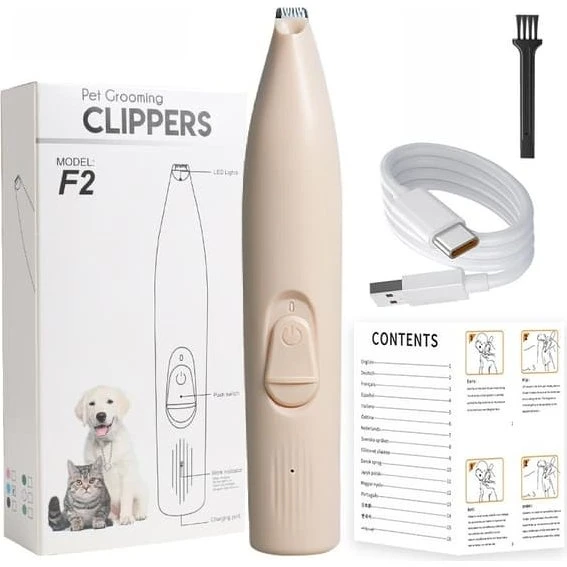 Pet Grooming Clipper - Støjsvag trimmer til poter og ansigt, Pink