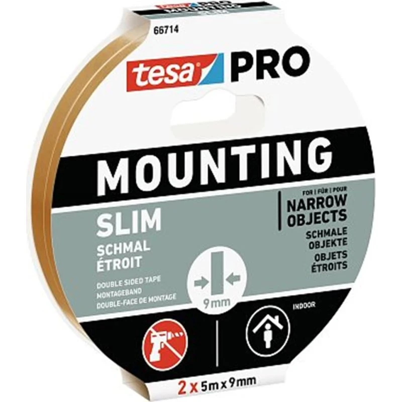 tesa Monteringstape Slim dobbeltklæbende 9 mm x 5 m (2 stk)
