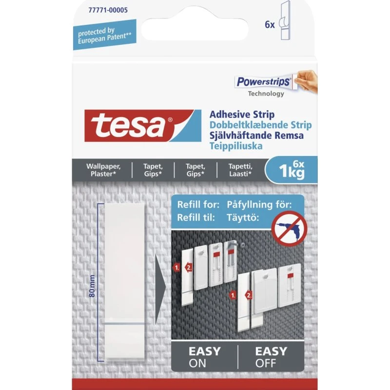 TESA Dobbeltklæbende Strips til Tapet og Gips 6-pak (1 kg)