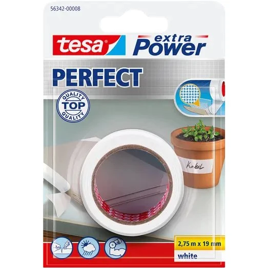 Tesa Extra Vævtape 19 mm Hvid (2,75 m)