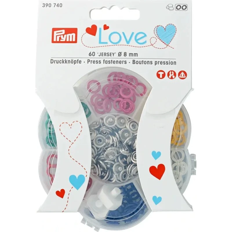 Prym Love Jersey trykknapper 8 mm, 60 stk., 6 farver
