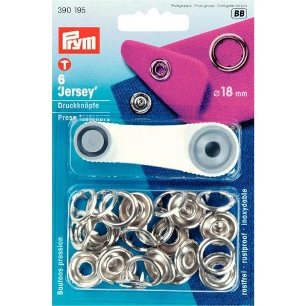 Prym Jersey trykknapper 18 mm, 6 sæt (sølv)