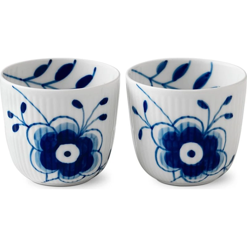 Royal Copenhagen Blå Mega Riflet fyrfadsstager, 2 stk.