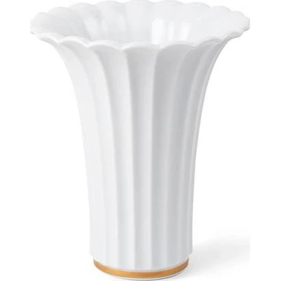 Royal Copenhagen hvid vase med guldkant, 23 cm