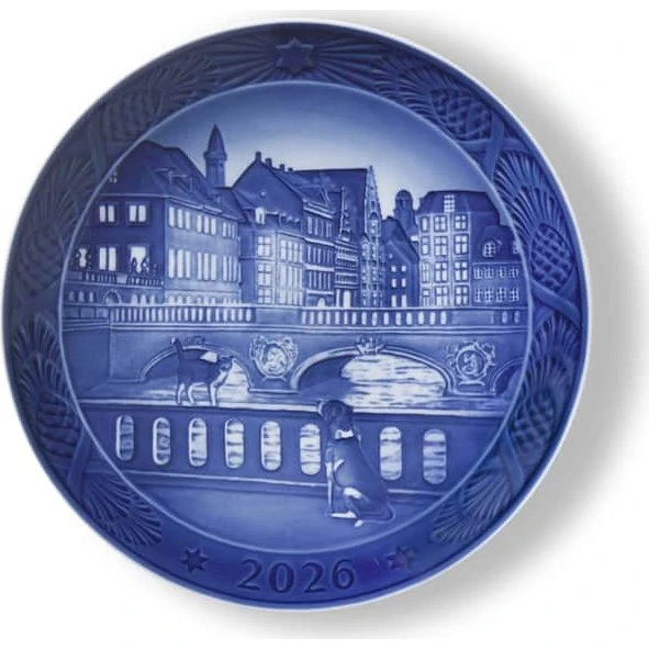 Royal Copenhagen Juleplatte 2026 Marmorbroen, 18 cm (blå)