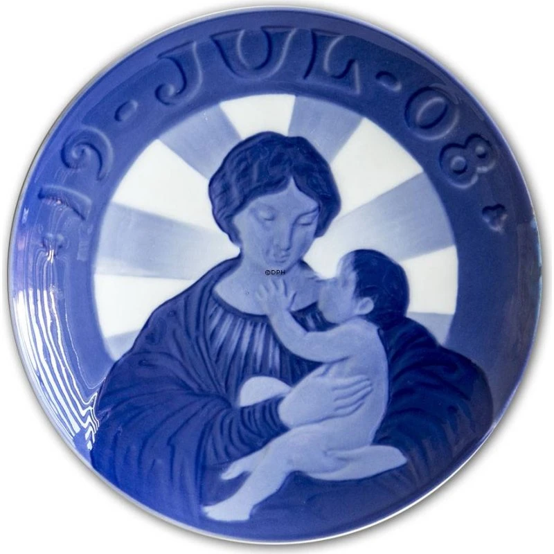 Royal Copenhagen Juleplatte 1908 – Maria med barnet (repareret kant)