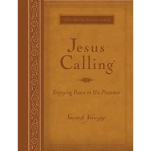 Jesus Calling: Stor tekst, brun Leathersoft andagtsbog