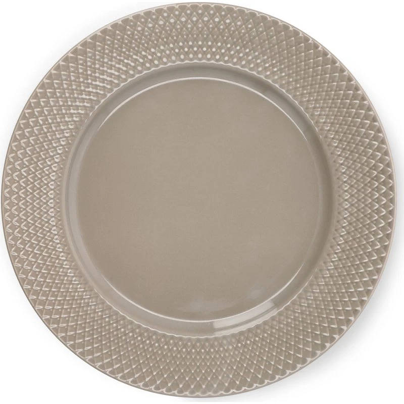 Lyngby Porcelæn Rhombe Earth middagstallerken Ø27 cm - Clay