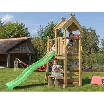 Jungle Gym Teepee legetårn med grøn rutsjebane