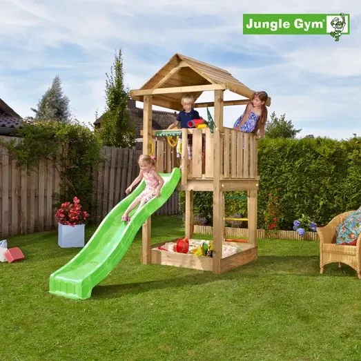 Jungle Gym House legetårn trykimprægneret træ grøn 327x114x282 cm