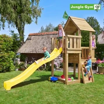 Jungle Gym Cubby legetårn komplet inkl. gul rutsjebane