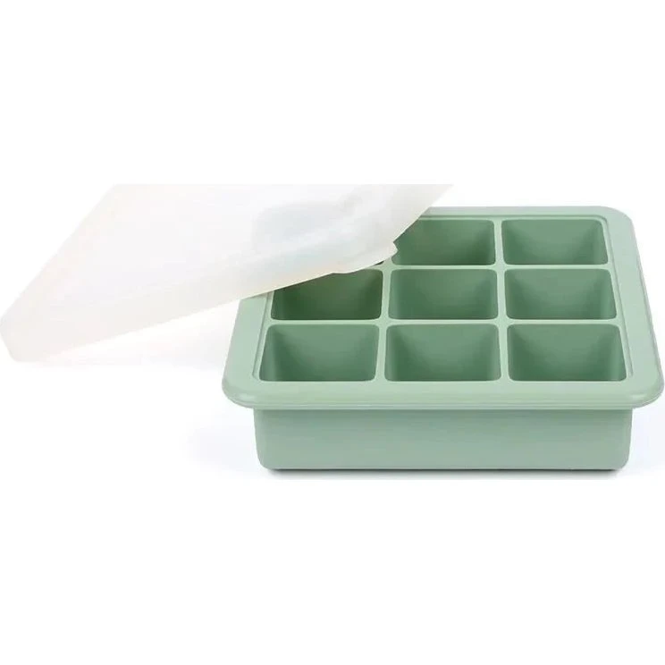 Haakaa Silikone Frysebakke m. Låg 9 rum – Pea Green