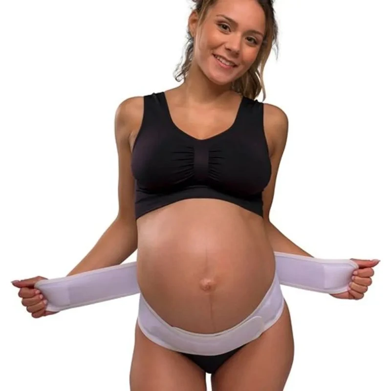 Justerbart graviditetsstøttebælte hvid S/M