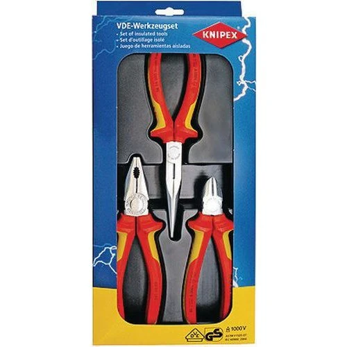 Knipex 00 20 12 VDE tængesæt, 3 dele – røde håndtag