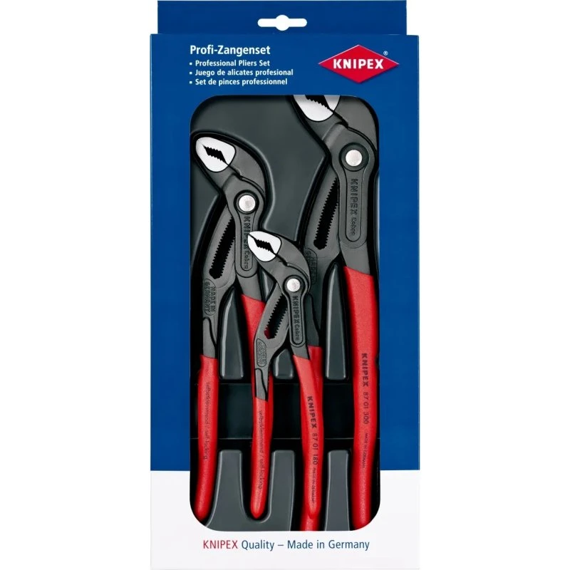 Knipex Cobra tængesæt, 3 dele, røde plastskafter