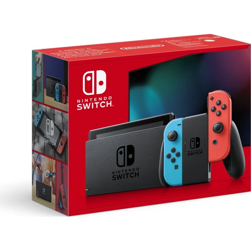 Nintendo Switch (Opgraderet) – Neon Rød & Neon Blå Joy‑Con