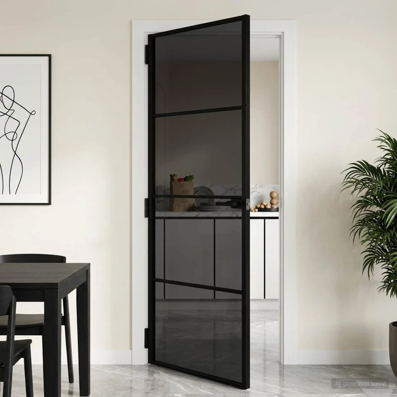 vidaXL Indvendig Glasdør 76 x 201,5 cm - Sort/Mørk Transparent