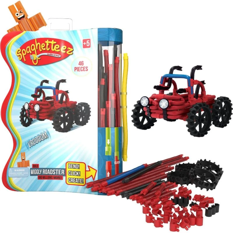 Clics Spaghetteez Wiggly Roadsters Fleksible Byggestænger, 46 dele
