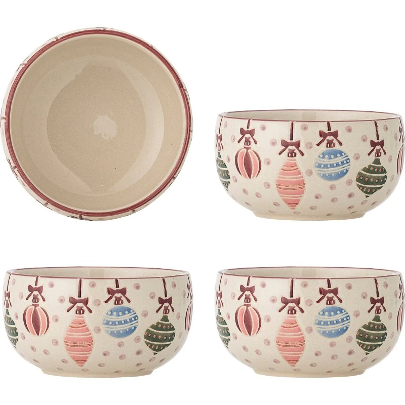 Bloomingville Ornamentia Skål, Stentøj, Multifarvet, 4 stk.