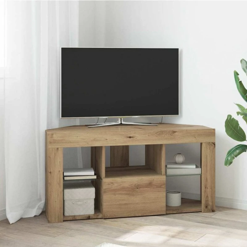 vidaXL Hjørne LED TV Skab 100x40x50 cm Artisan Egetræ