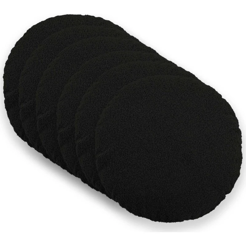 vidaXL HEERLEN Pudebetræk 6 stk. Sort Bouclé Ø 40 cm