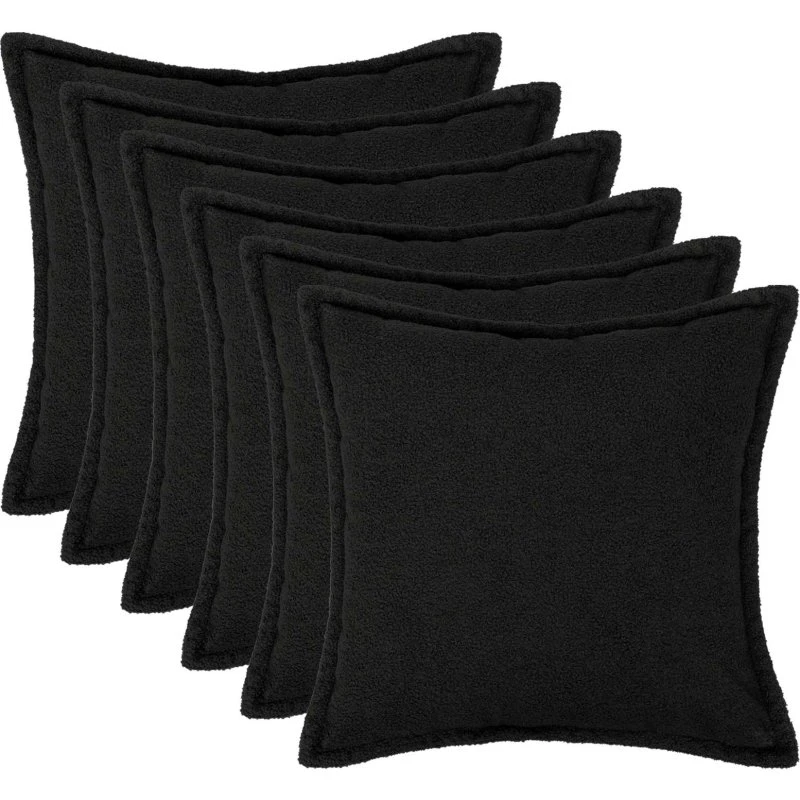 vidaXL HOUTEN Pudebetræk 6 stk. Sort Bouclé 65 x 65 cm