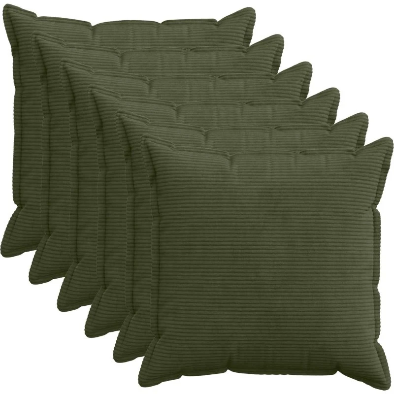 vidaXL HOUTEN Pudebetræk 6 stk. Grøn Cordfløjl 65 x 65 cm