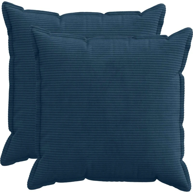 vidaXL HOUTEN Pudebetræk 2 stk. Mørkeblå Cordfløjl 65x65 cm