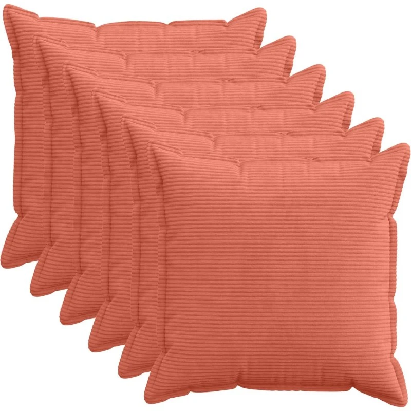 vidaXL HOUTEN Pudebetræk 6 stk. Rød Orange 65x65 cm Cordfløjl