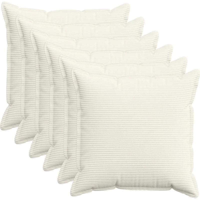 vidaXL HOUTEN Pudebetræk 6 stk. Cremefarvet Cordfløjl 65x65 cm