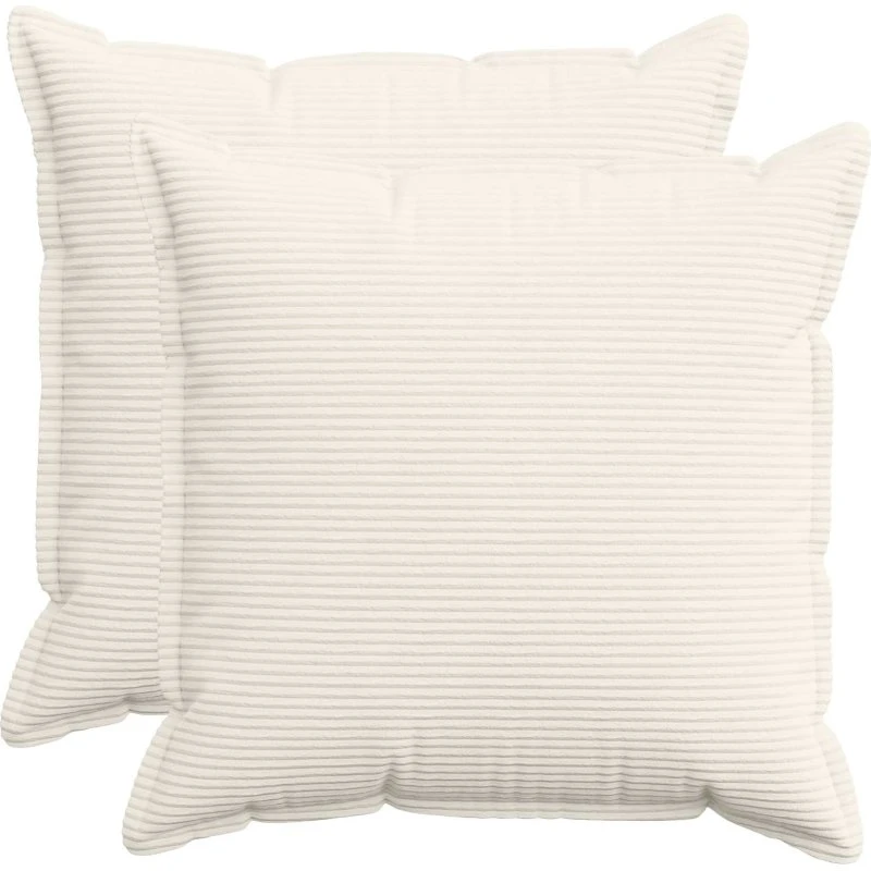 vidaXL HOUTEN Pudebetræk 2 stk. - Cremefarvet Cordfløjl 60x60 cm