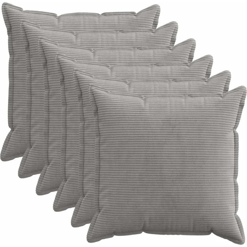 vidaXL HOUTEN Pudebetræk 6 stk. Lysegrå Cordfløjl 55x55 cm