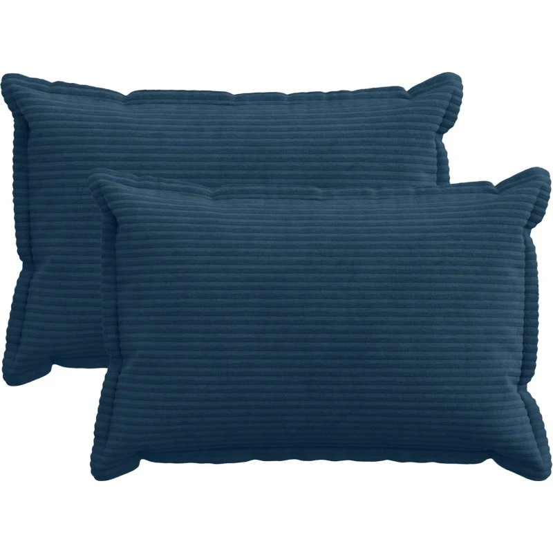 vidaXL HOUTEN Pudebetræk 2 stk. Mørkeblå Cordfløjl 50x80 cm