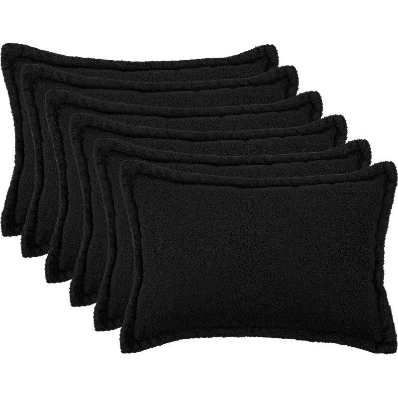 vidaXL HOUTEN Pudebetræk 6 stk. Bouclé Sort 50x75 cm